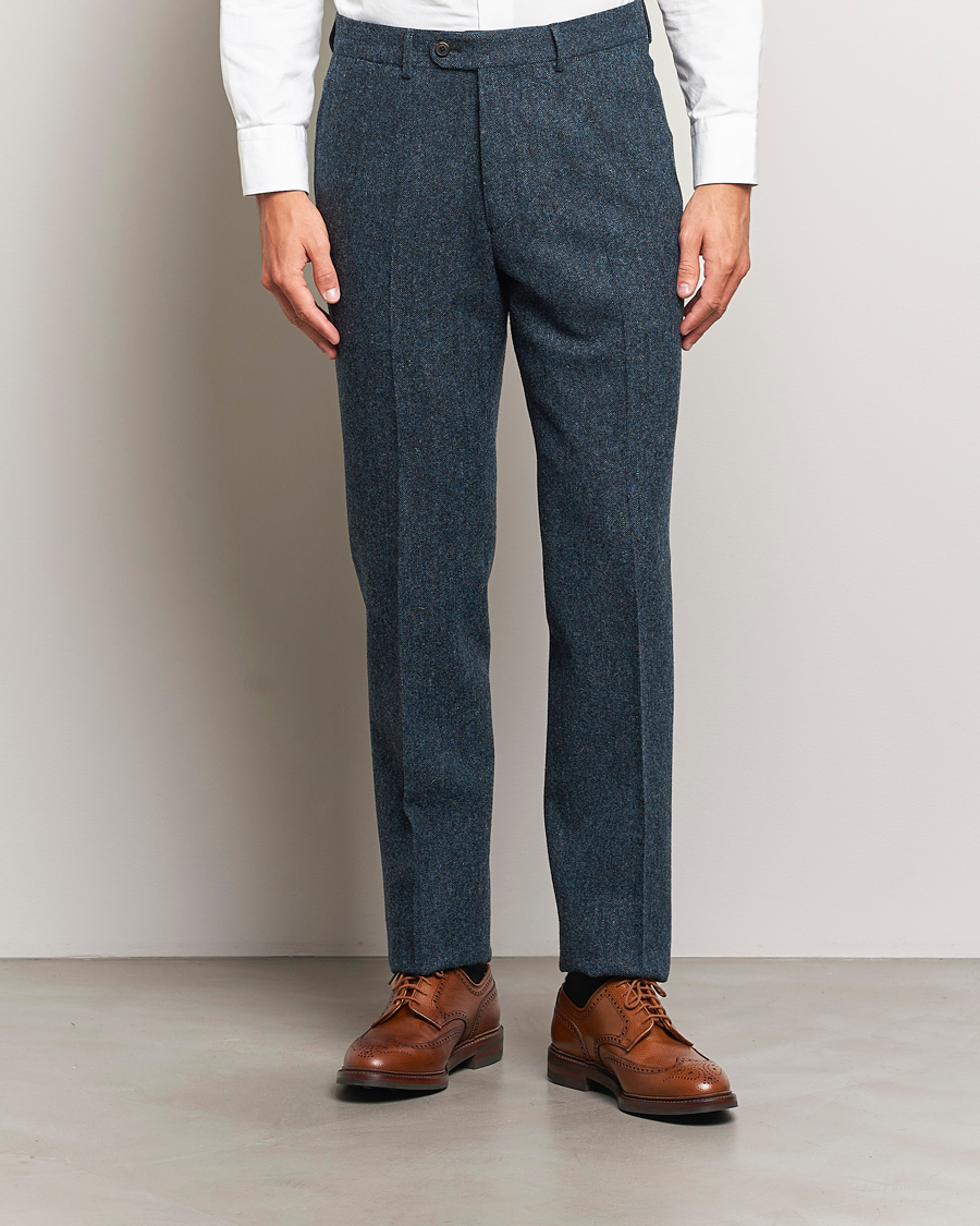 Heren | Business casual | Walker Slater | Edward Wool Donegal Trousers Navy