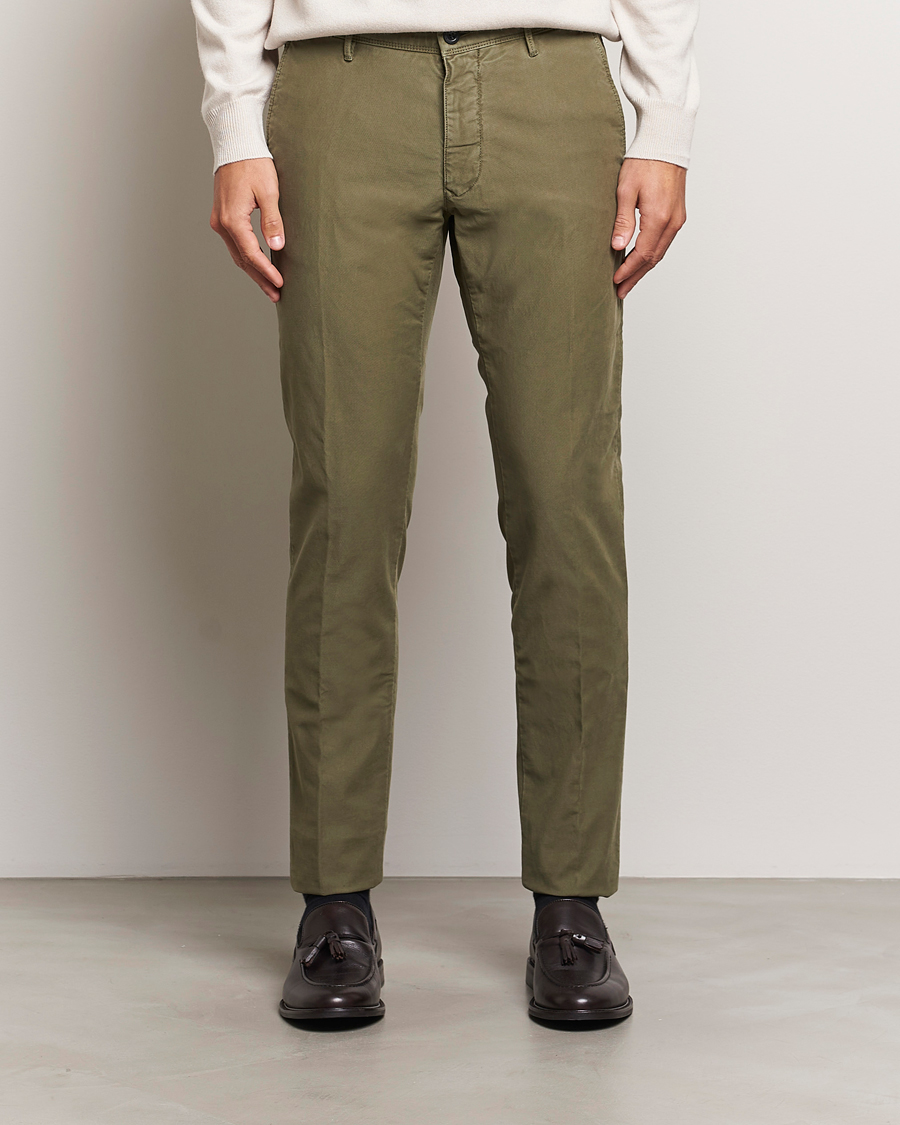 Heren |  | Incotex | Slim Fit Garment Dyed Slacks Dark Green