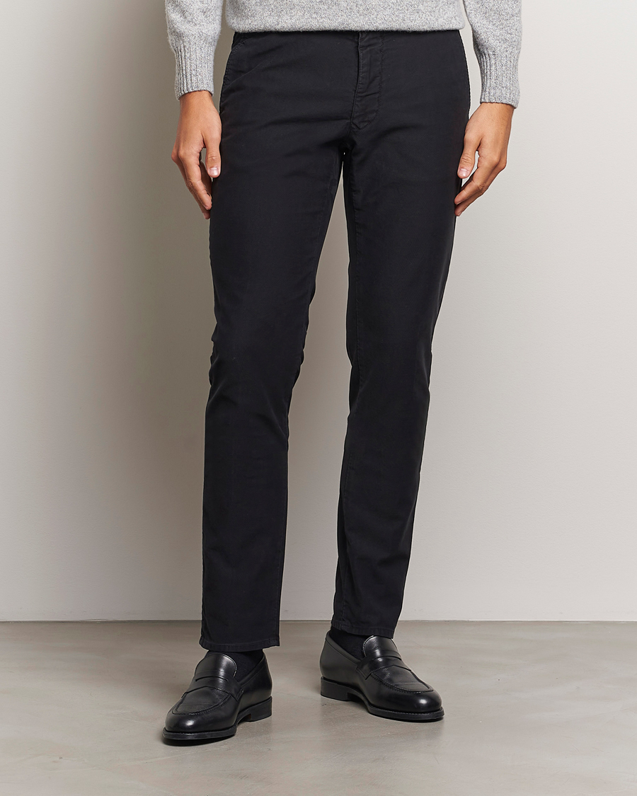Heren | Broeken | Incotex | Slim Fit Garment Dyed Slacks Black