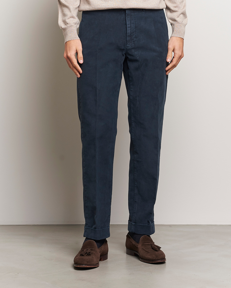 Heren |  | Incotex | Regular Fit Moleskin Slacks Navy