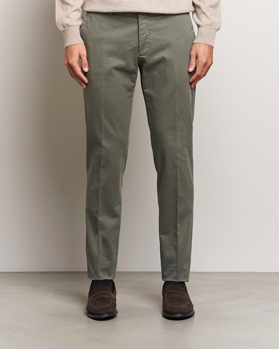 Heren |  | Incotex | Slim Fit Cotton Stretch Chinos Dark Green