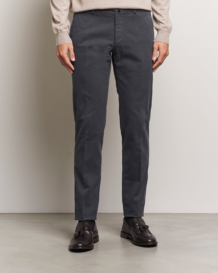 Heren |  | Incotex | Slim Fit Cotton Stretch Chinos Dark Grey