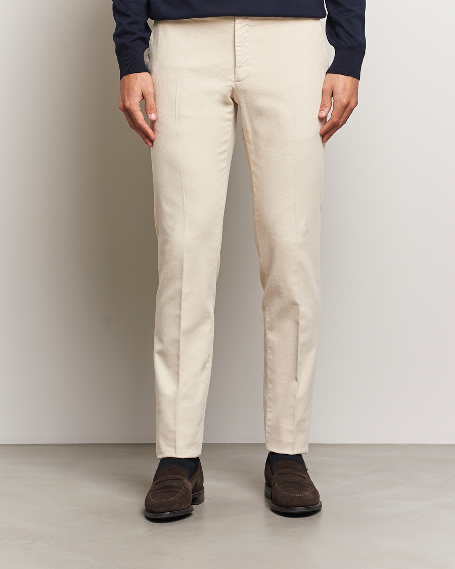 Heren |  | Incotex | Slim Fit Luxury Moleskine Trousers Off White