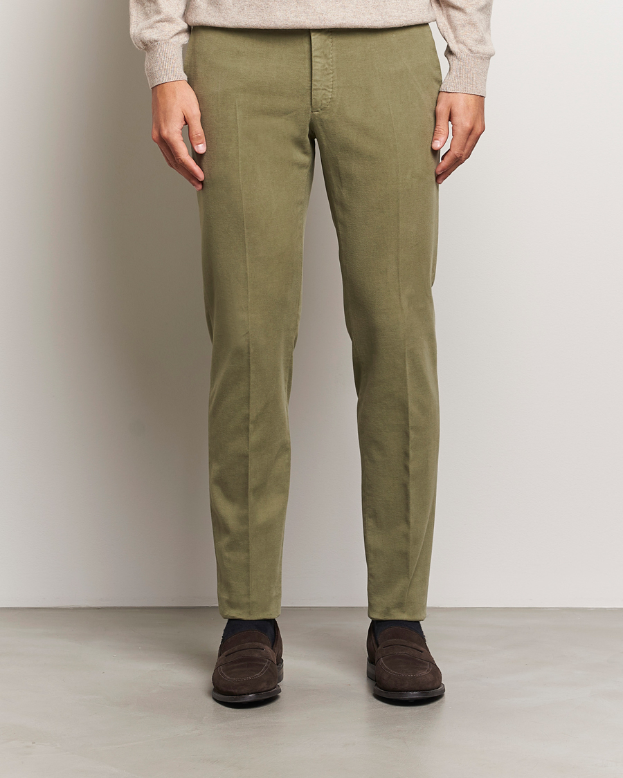 Heren |  | Incotex | Slim Fit Luxury Moleskine Trousers Sage