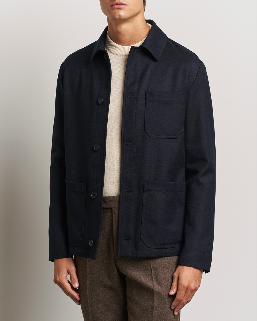 Heren |  | Incotex | Wool Cover Shirt Jacket Navy