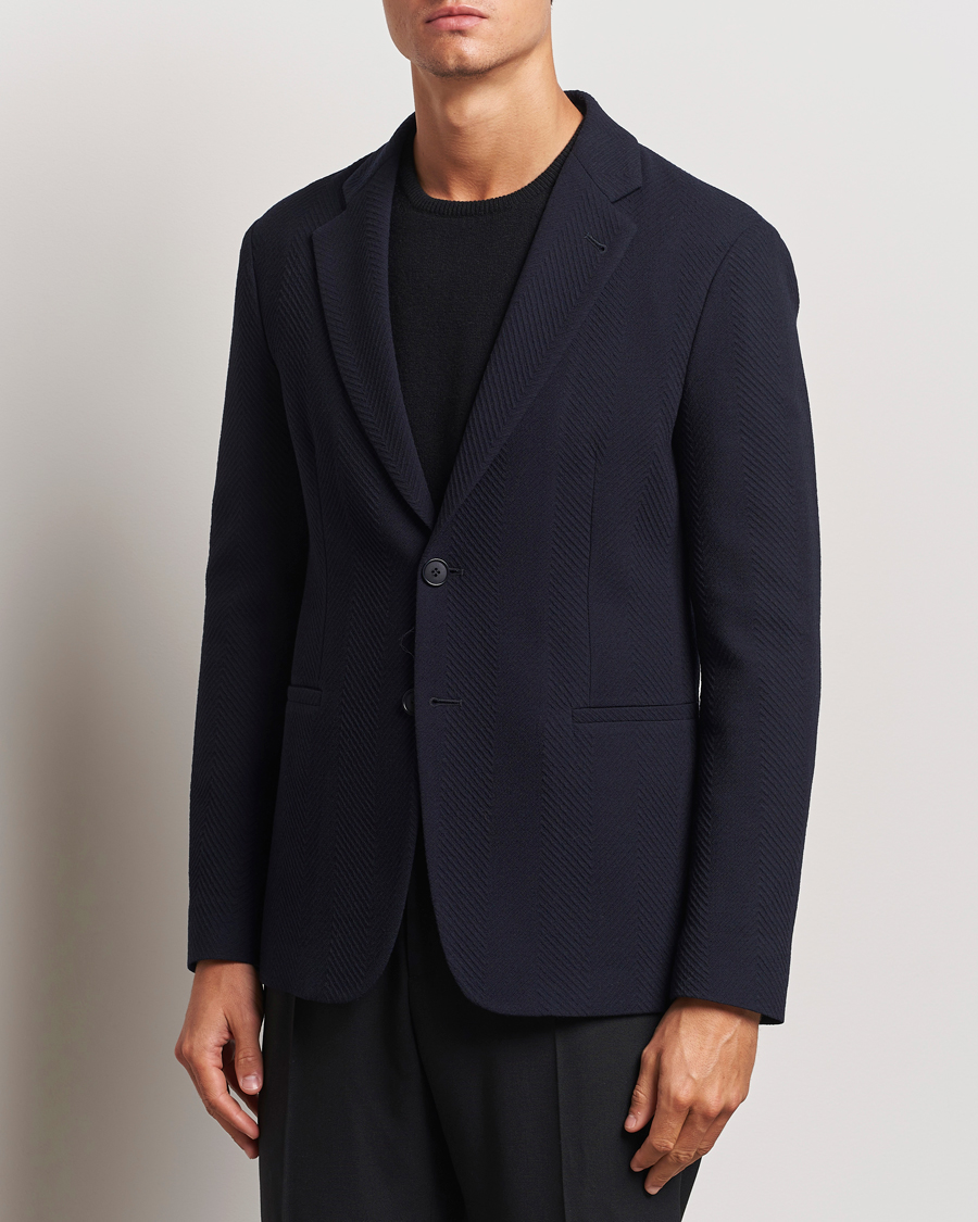 Heren |  | Giorgio Armani | Chevron Wool Stretch Blazer Navy