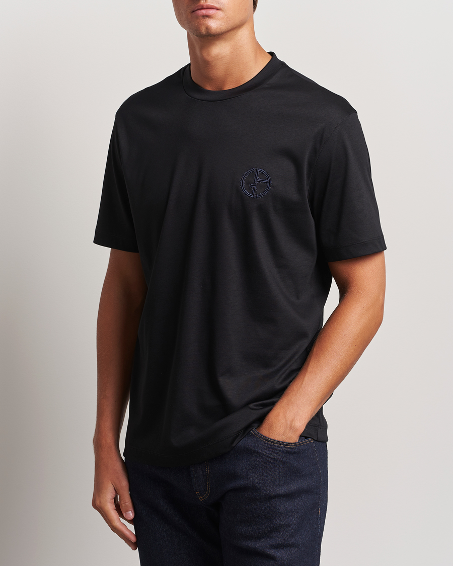 Heren | Giorgio Armani | Giorgio Armani | Embroidered Monogram T-Shirt Black