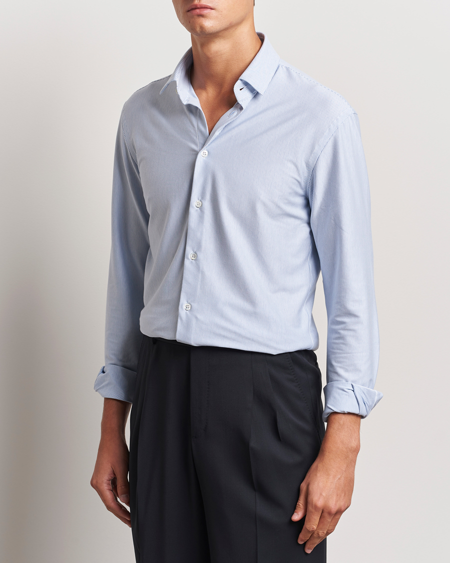 Heren |  | Giorgio Armani | Jersey Stretch Shirt Light Blue Stripe