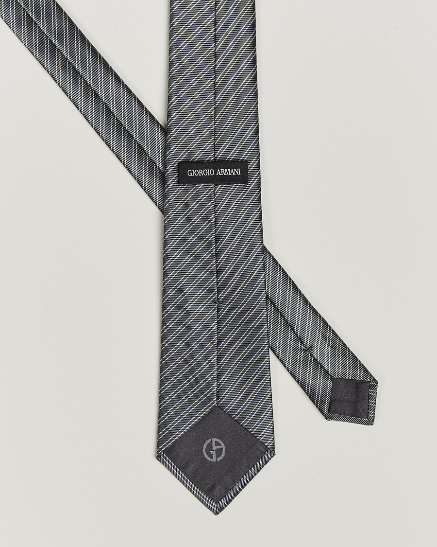 Heren |  | Giorgio Armani | Striped Silk Tie Steel Grey