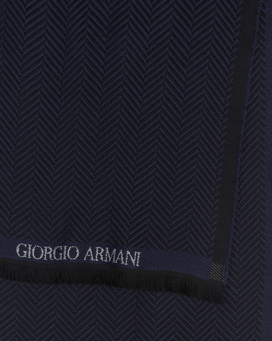 Heren |  | Giorgio Armani | Wool Chevron Scarf Navy