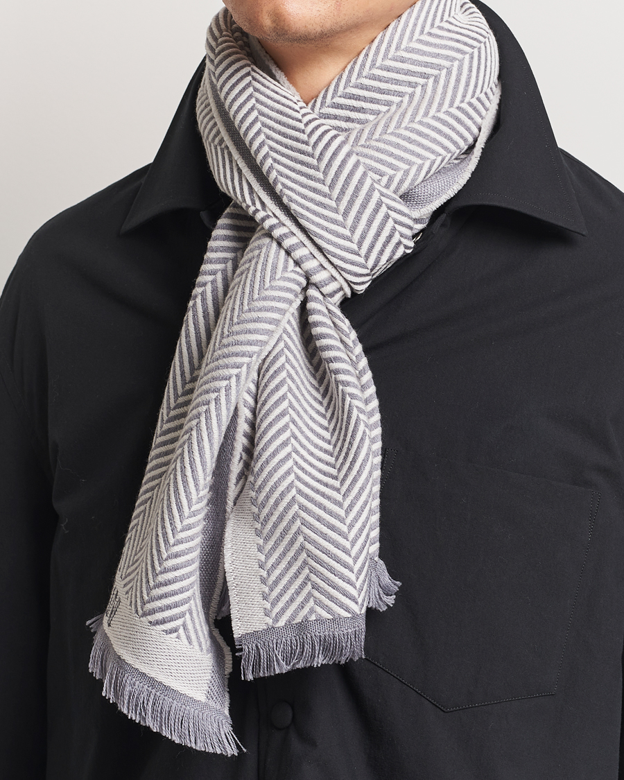 Heren |  | Giorgio Armani | Wool Chevron Scarf Light Grey