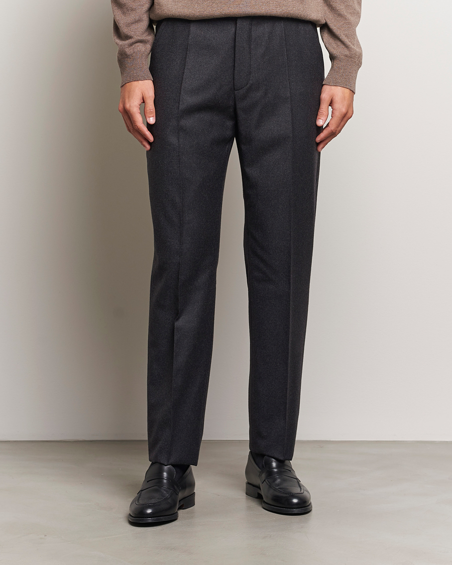 Heren |  | Incotex | Regular Fit Flannel Trousers Charcoal