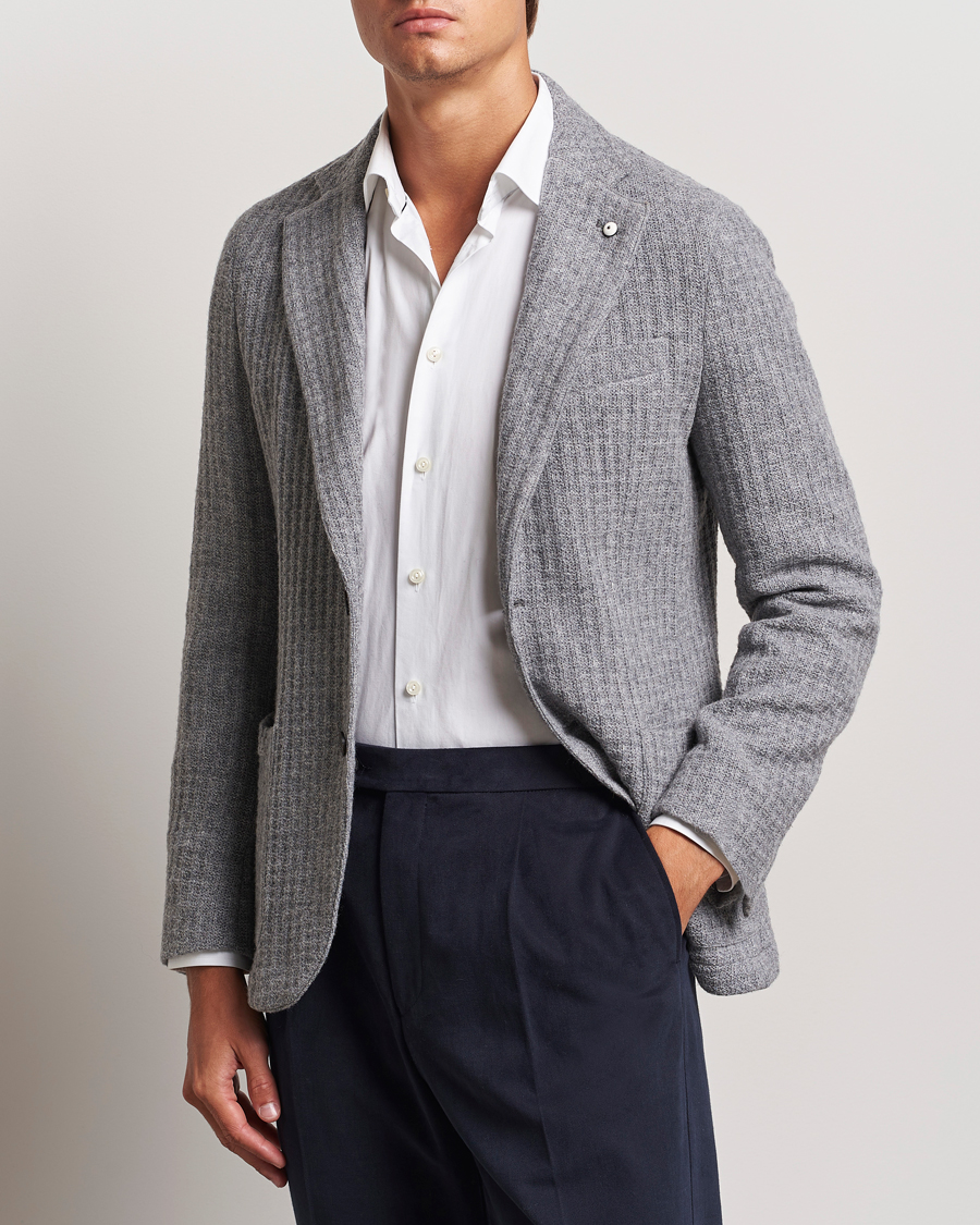 Heren |  | L.B.M. 1911 | Knitted Punto Wool Structure Blazer Grey