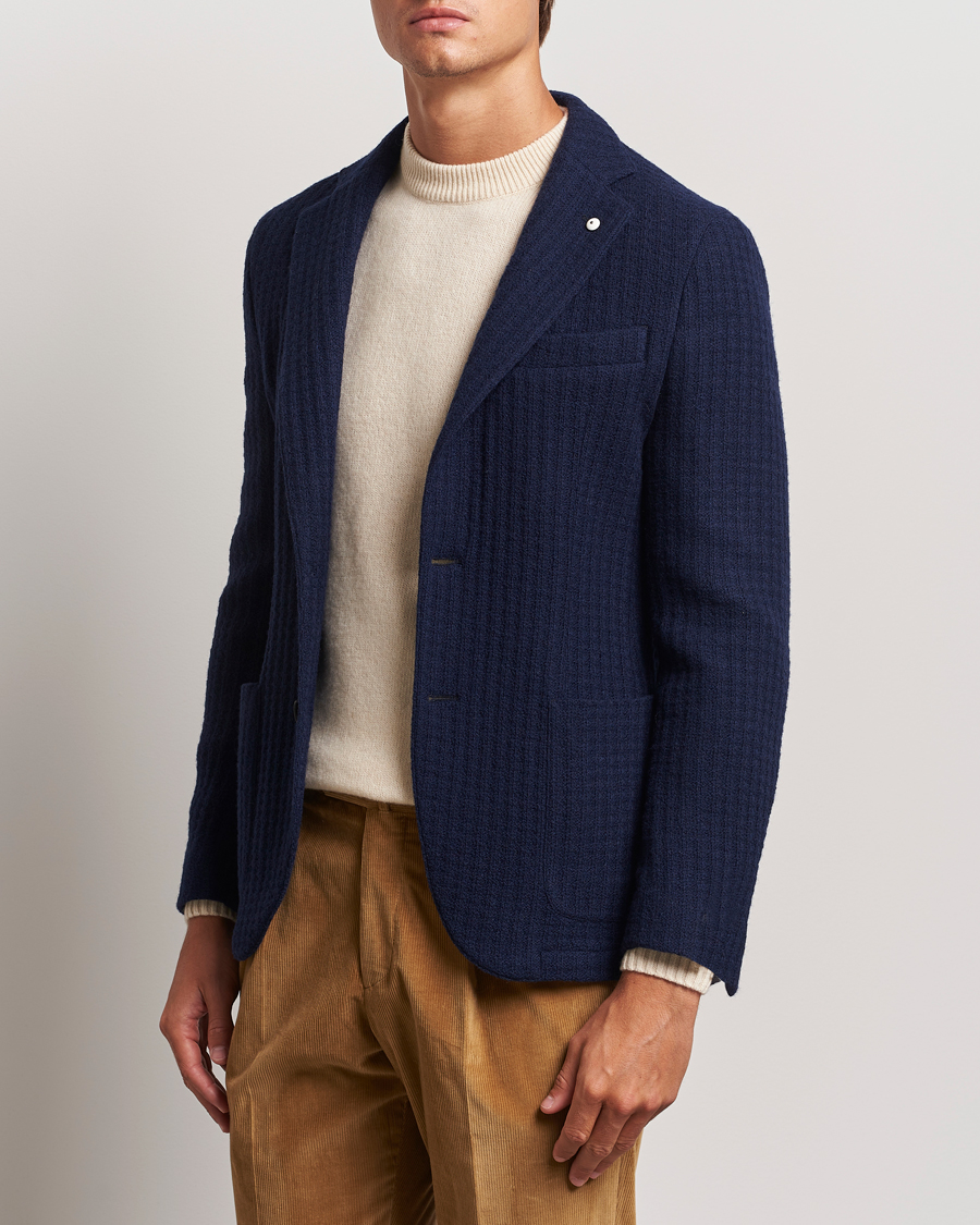 Heren | Italian Department | L.B.M. 1911 | Knitted Punto Wool Structure Blazer Navy