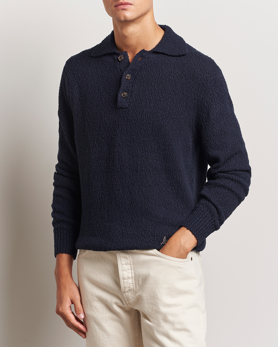 Heren |  | LES DEUX | Errol Cotton Rugby Knit Dark Navy