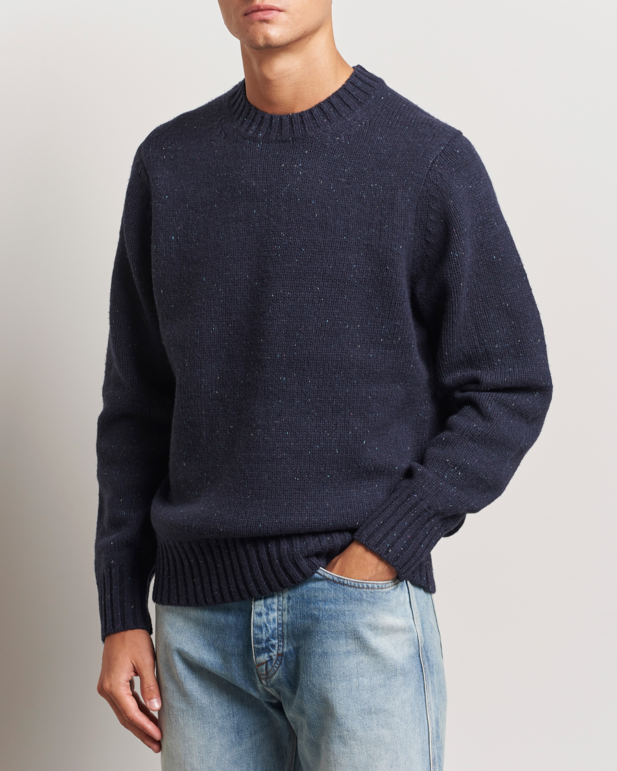 Heren |  | LES DEUX | Gary Fleck Wool Roundneck Dark Navy