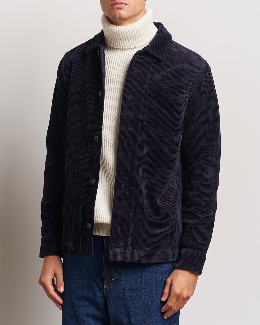 Heren |  | LES DEUX | Layton Corduroy Overshirt Dark Navy