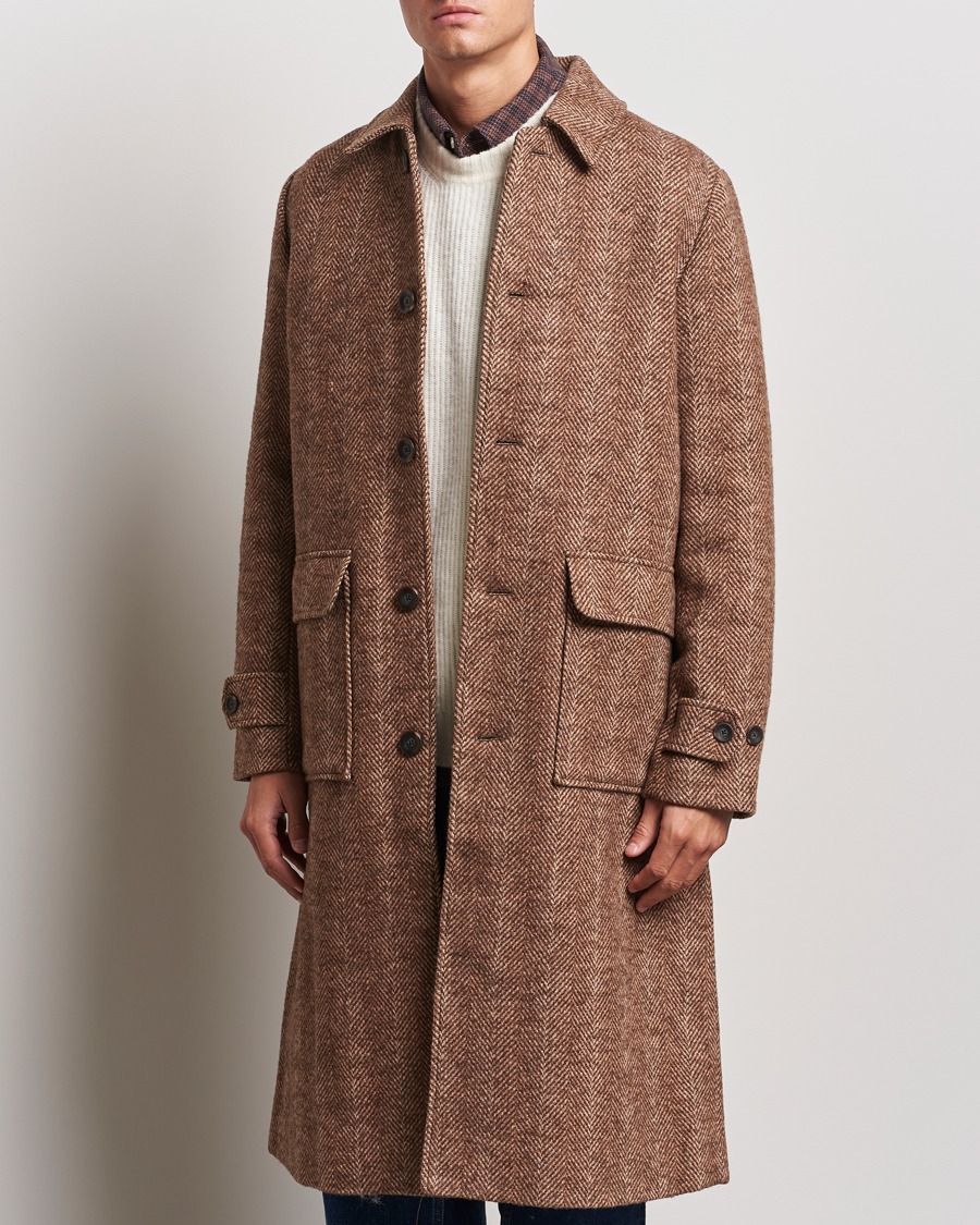 Heren |  | LES DEUX | Maximilian Herringbone Coat Coffe Brown