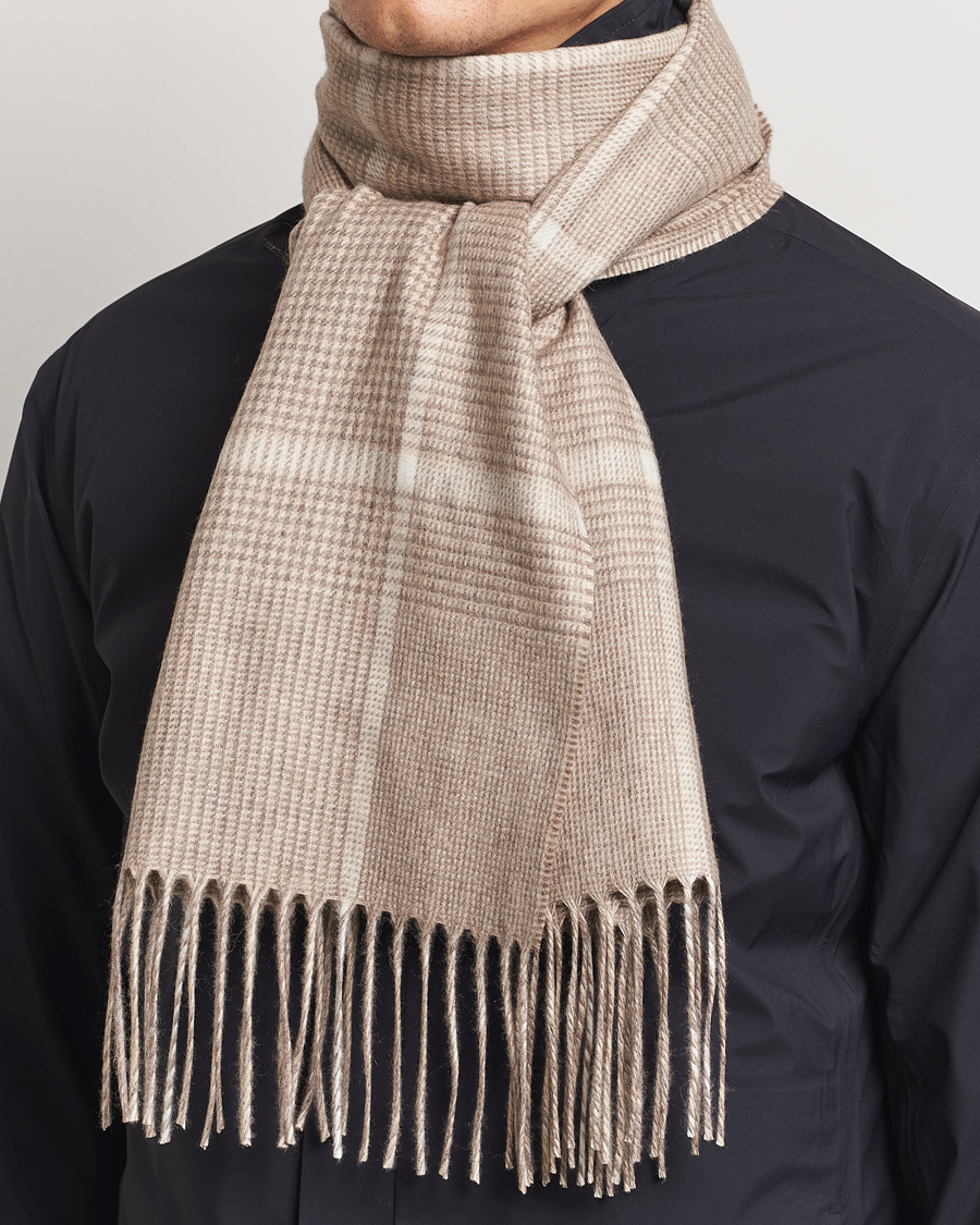 Heren |  | Piacenza Cashmere | Cashmere/Silk Overcheck Scarf Beige