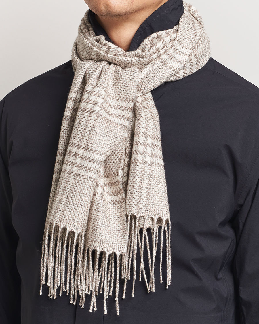 Heren |  | Piacenza Cashmere | Cashmere/Silk Houndstooth Scarf Light Beige