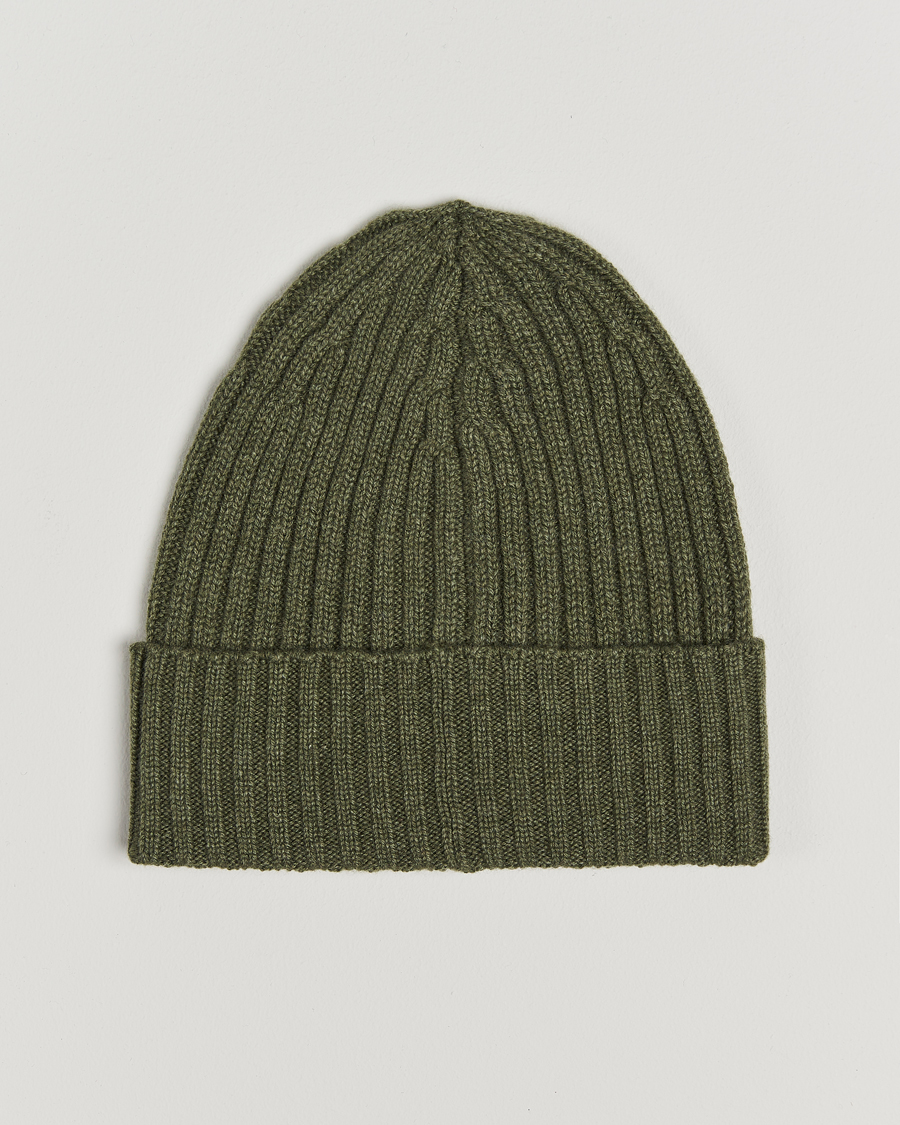 Heren |  | Piacenza Cashmere | Ribbed Cashmere Beanie Olive