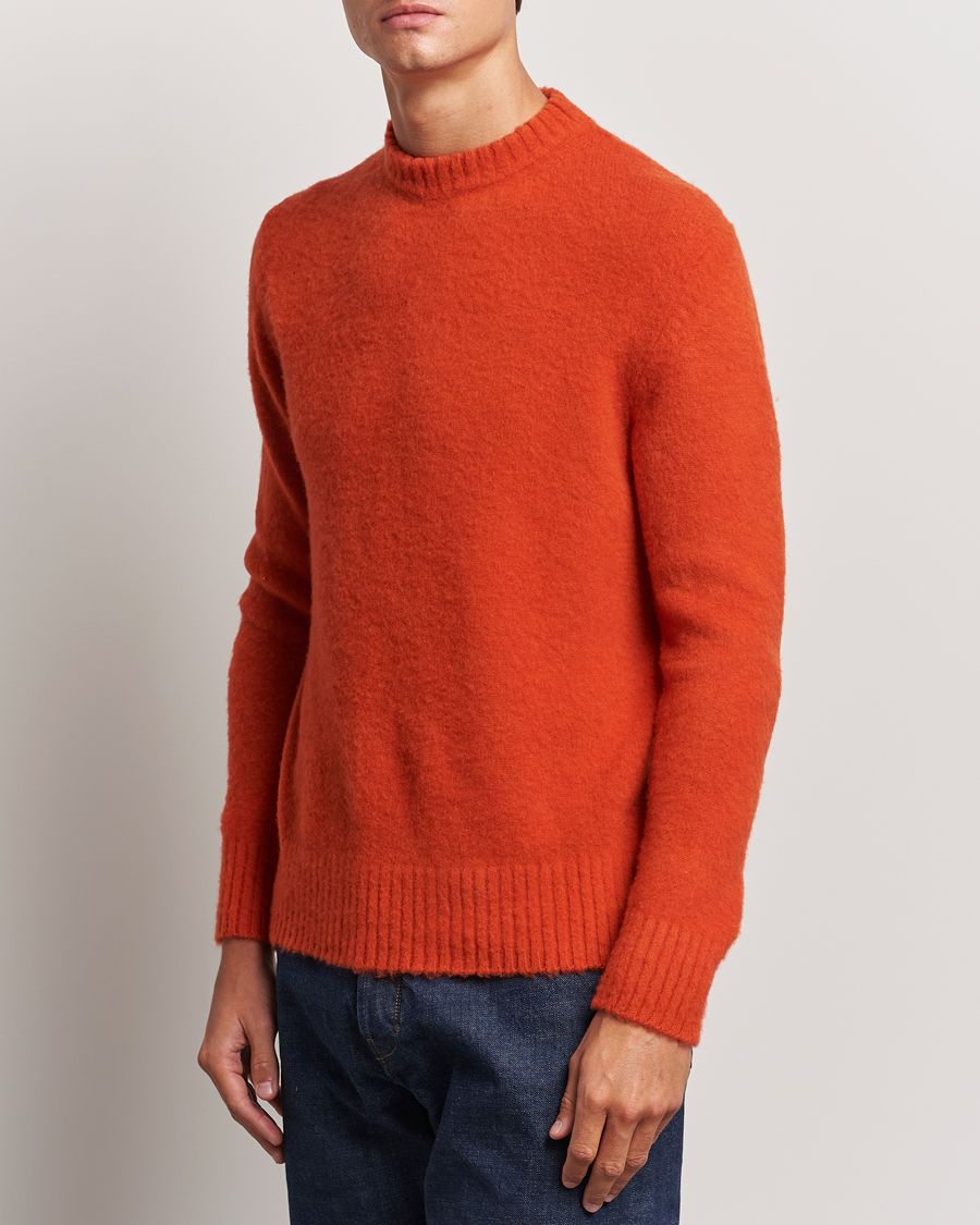 Heren |  | Piacenza Cashmere | Brushed Wool Crew Neck Orange