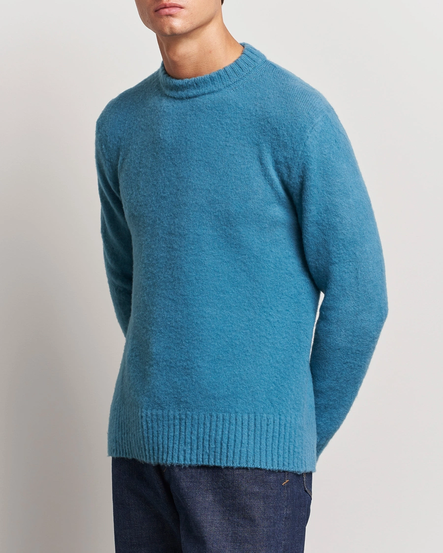 Heren |  | Piacenza Cashmere | Brushed Wool Crew Neck Sky Blue