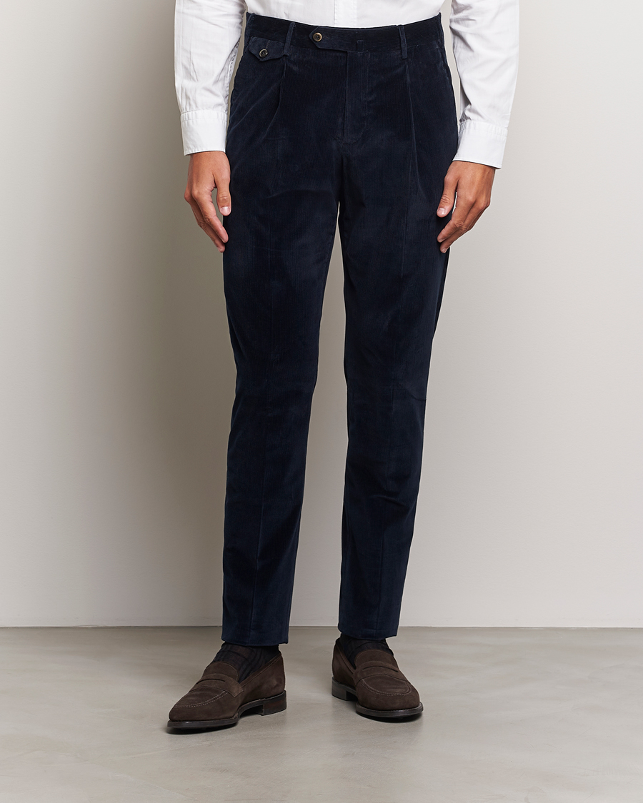 Heren |  | PT01 | Slim Fit Corduroy Trousers Navy