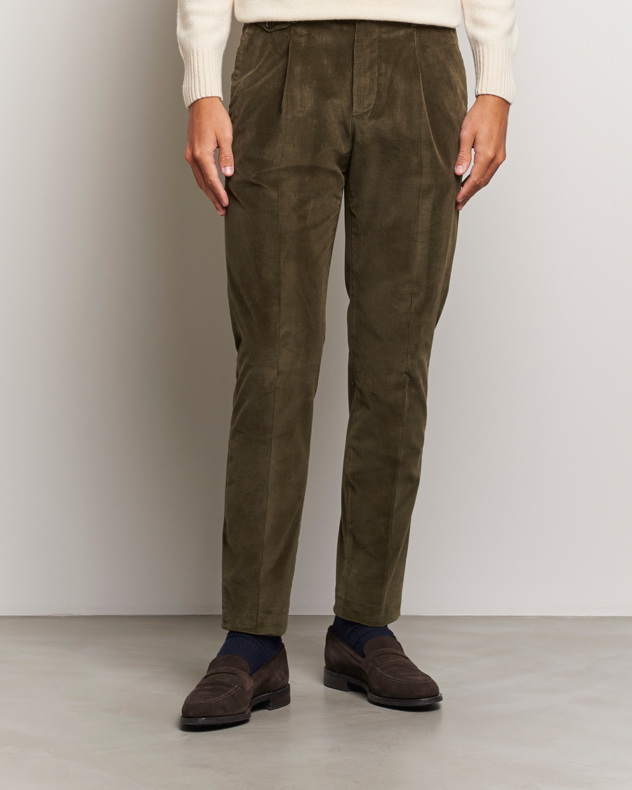 Heren | Kleding | PT01 | Slim Fit Corduroy Trousers Dark Green