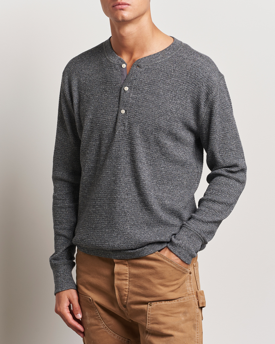 Heren |  | RRL | Long Sleeve Henley Charcoal Heather