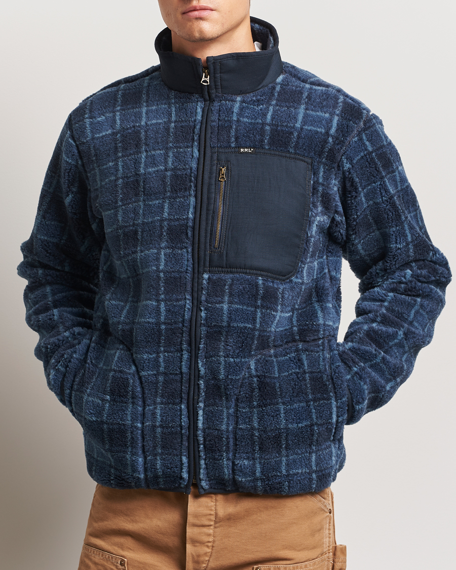 Heren |  | RRL | Gabe Fleece Full Zip Navy Plaid