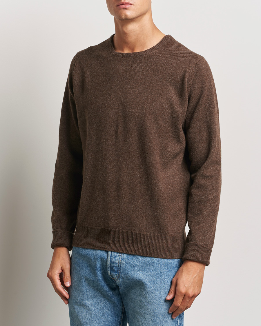 Heren | Truien | William Lockie | Rob Lambswool Crewneck Mocha