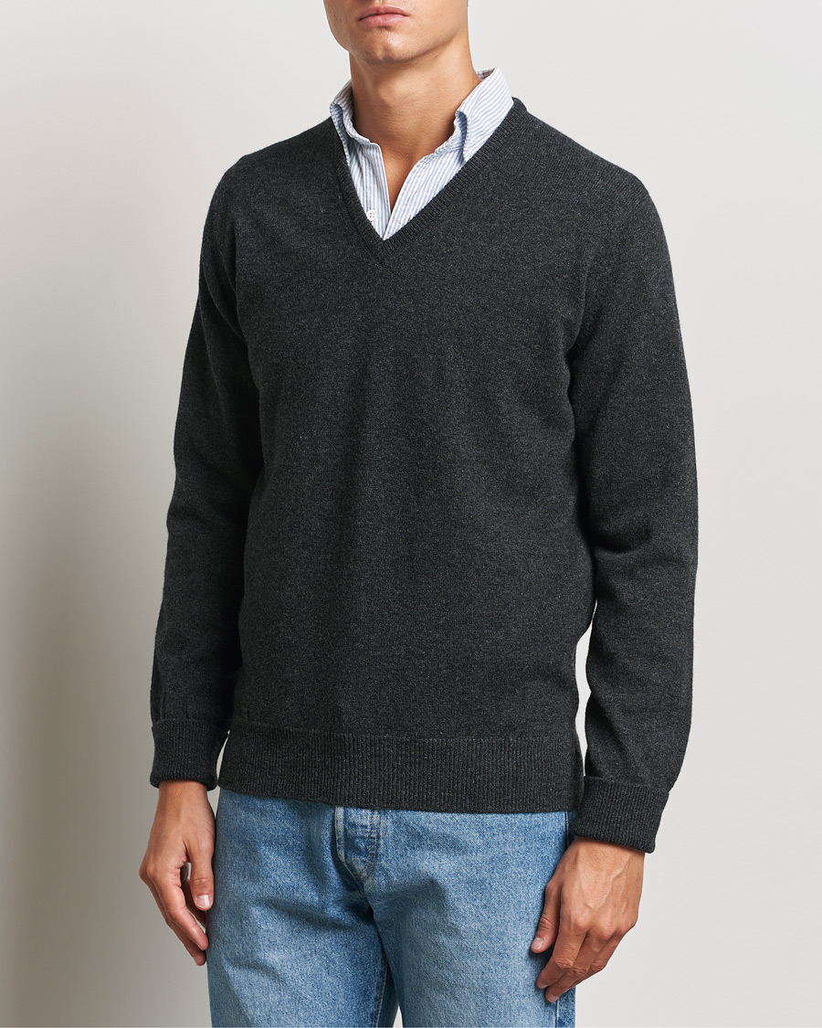 Heren |  | William Lockie | Rob Lambswool V-Neck Charcoal