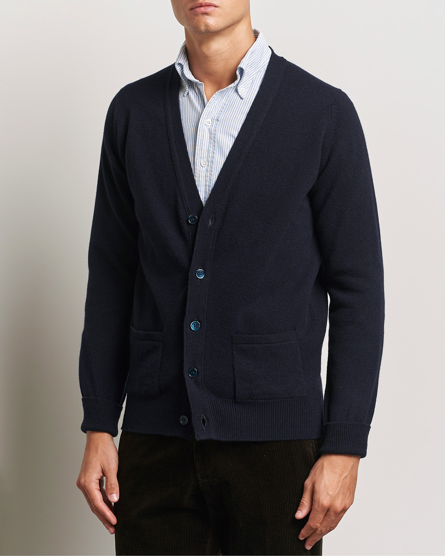 Heren | Cardigans | William Lockie | Rob Lambswool Cardigan Navy