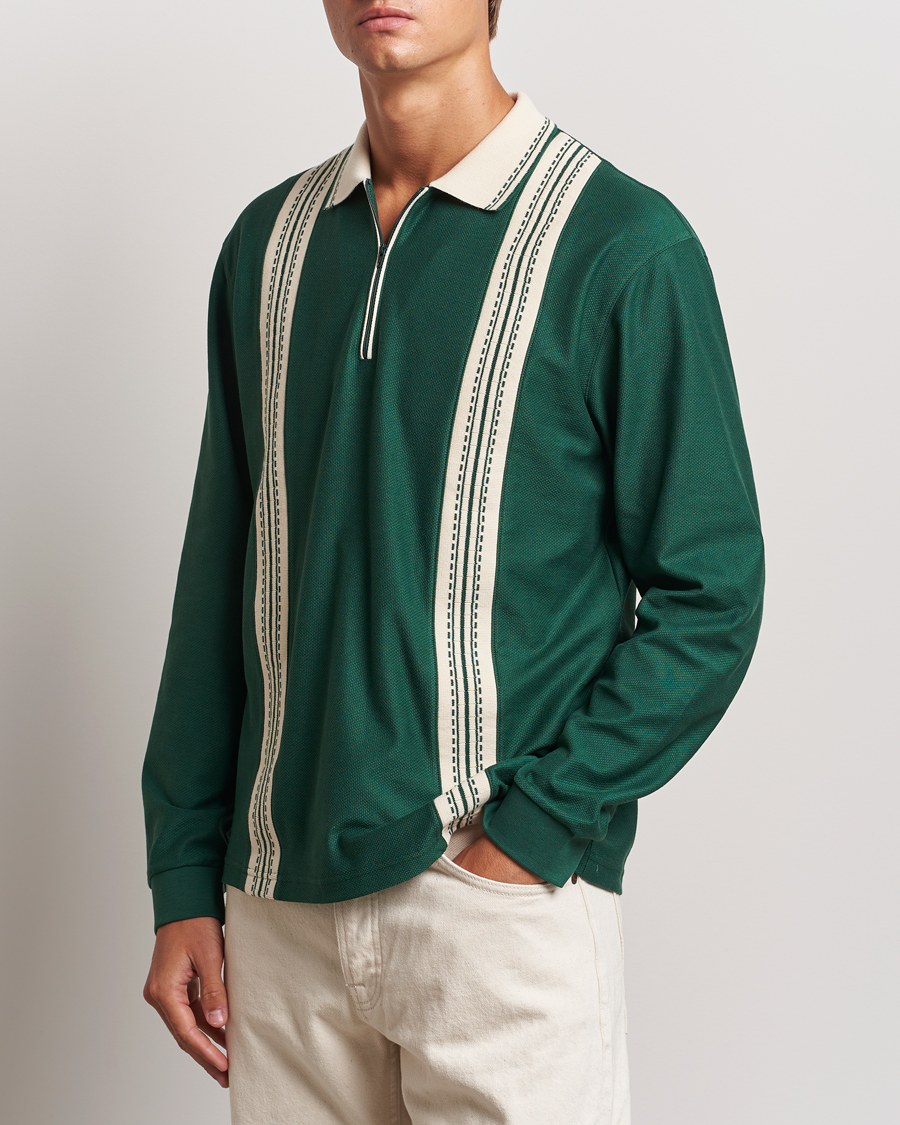 Heren |  | Palmes | Rio Long Sleeve Zip Polo Dark Green