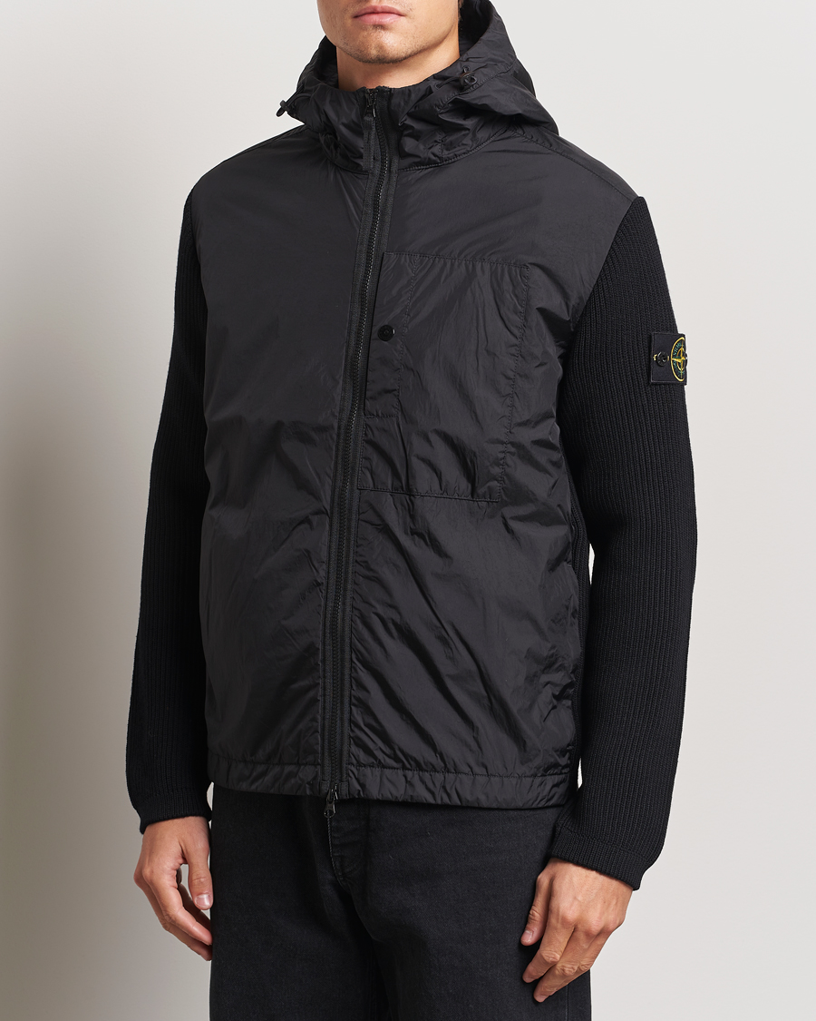 Heren |  | Stone Island | Crinkle Reps Hybrid Wool Jacket Black