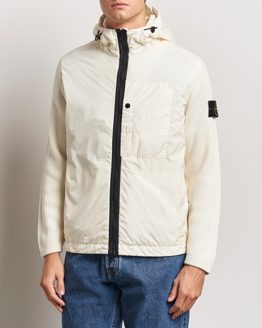 Heren |  | Stone Island | Crinkle Reps Hybrid Wool Jacket Natural