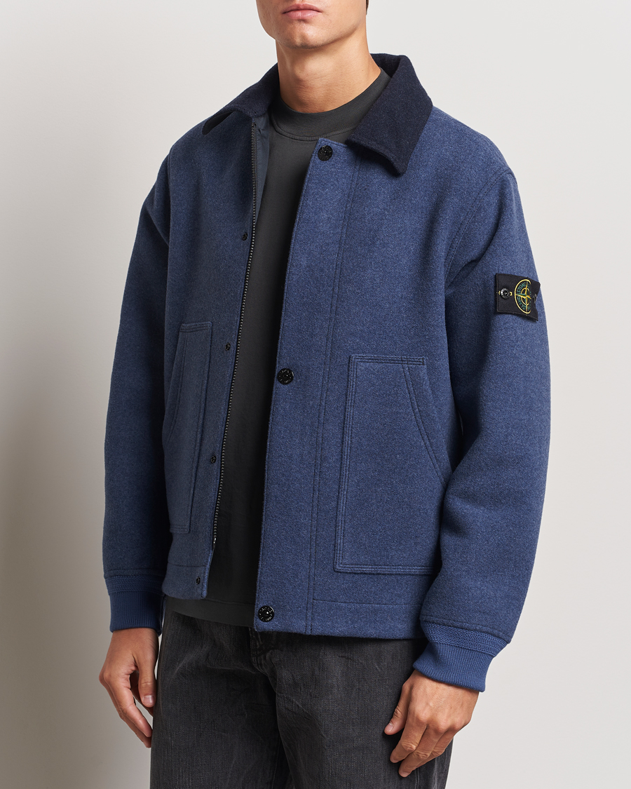 Heren |  | Stone Island | Panno Speciale Wool Nylon Jacket Royal Blue