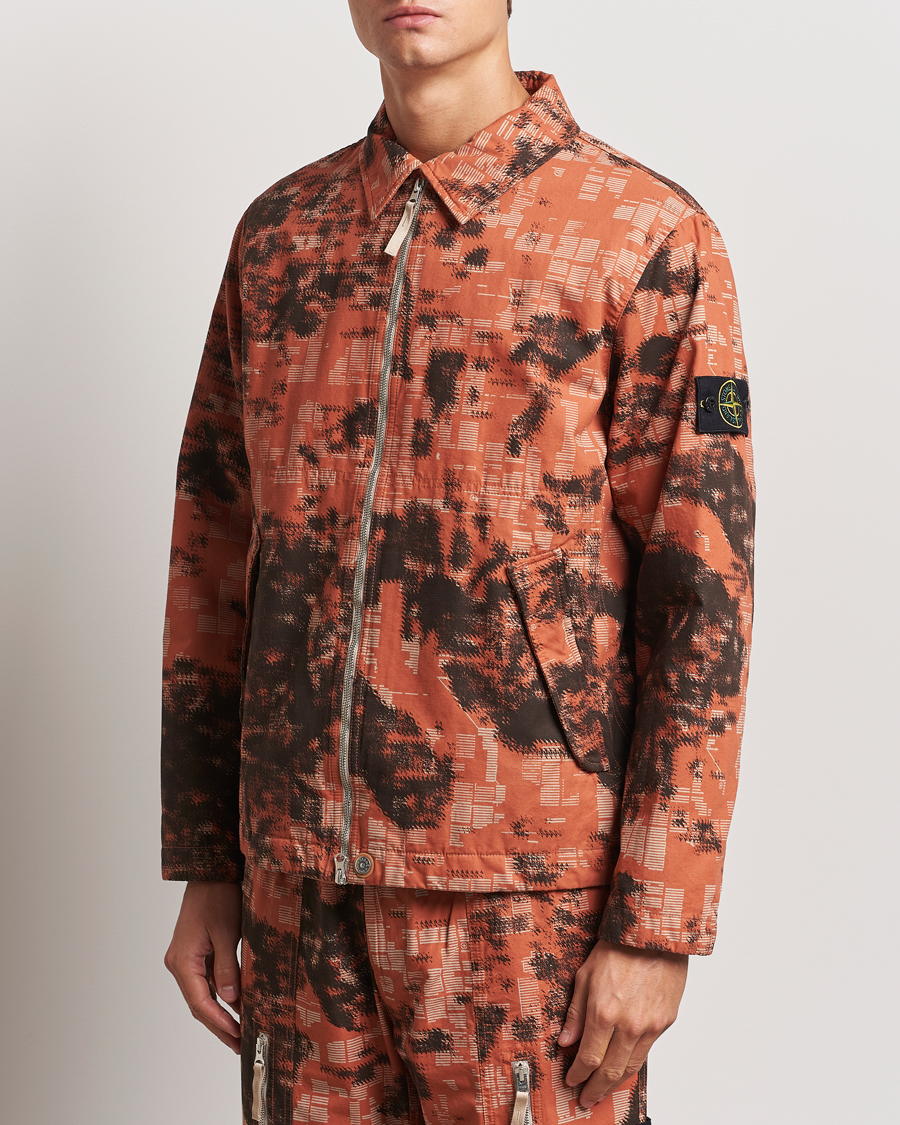 Heren |  | Stone Island | David Light TC Garment Dyed Camo Jacket Orange