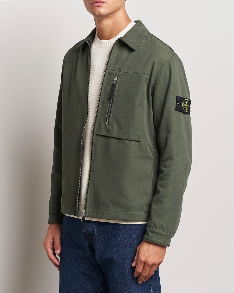 Heren | Overshirts | Stone Island | Cotton Nylon Zip Overshirt Musk