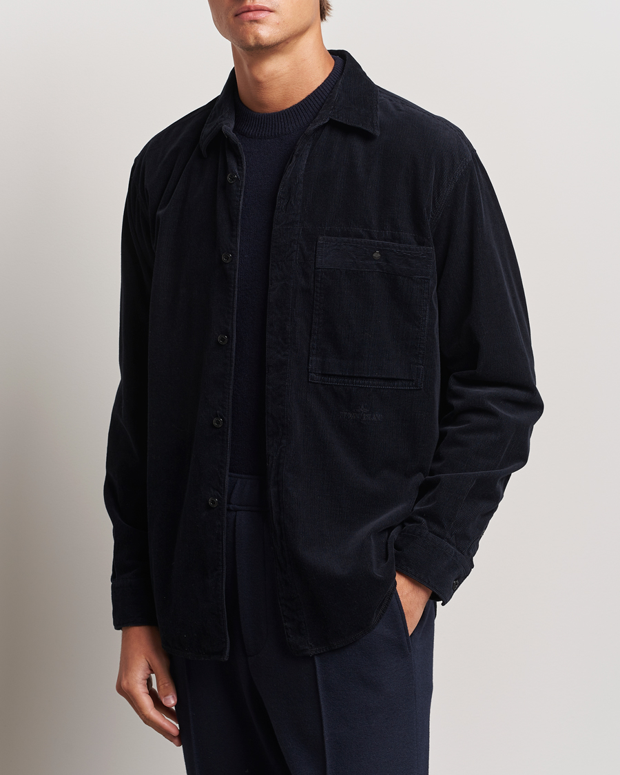 Heren | Overshirts | Stone Island | Cotton Cord Overshirt Navy Blue