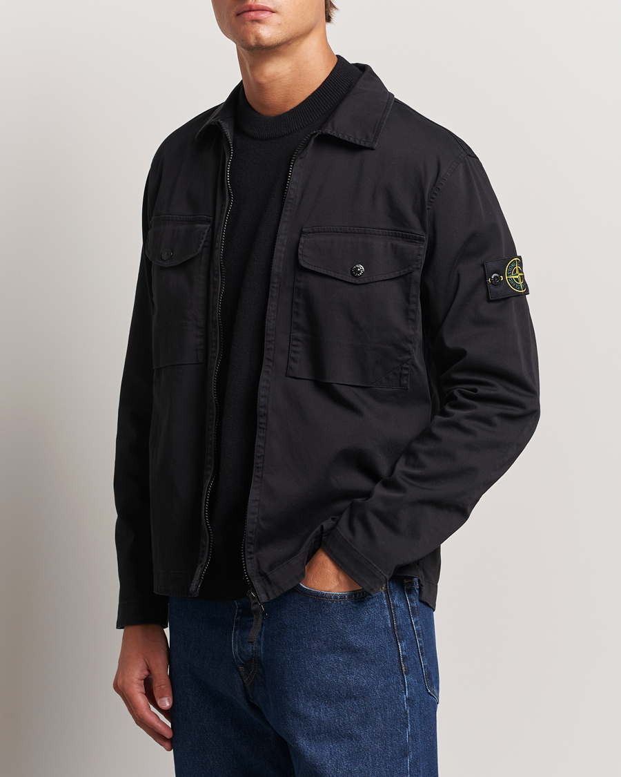 Heren | Overshirts | Stone Island | Garment Dyed Cotton Zip Overshirt Black