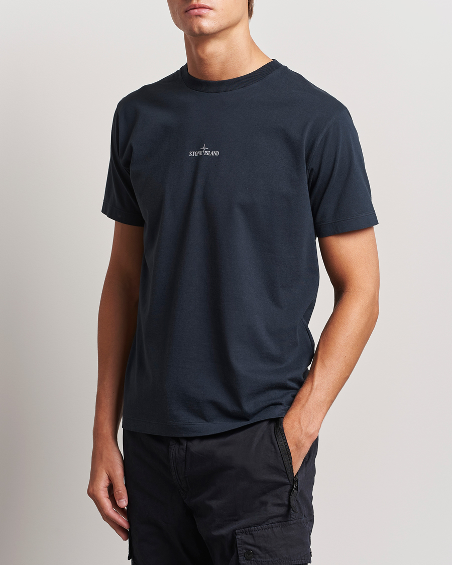 Heren |  | Stone Island | Garment Dyed Jersey Logo T-Shirt Navy Blue