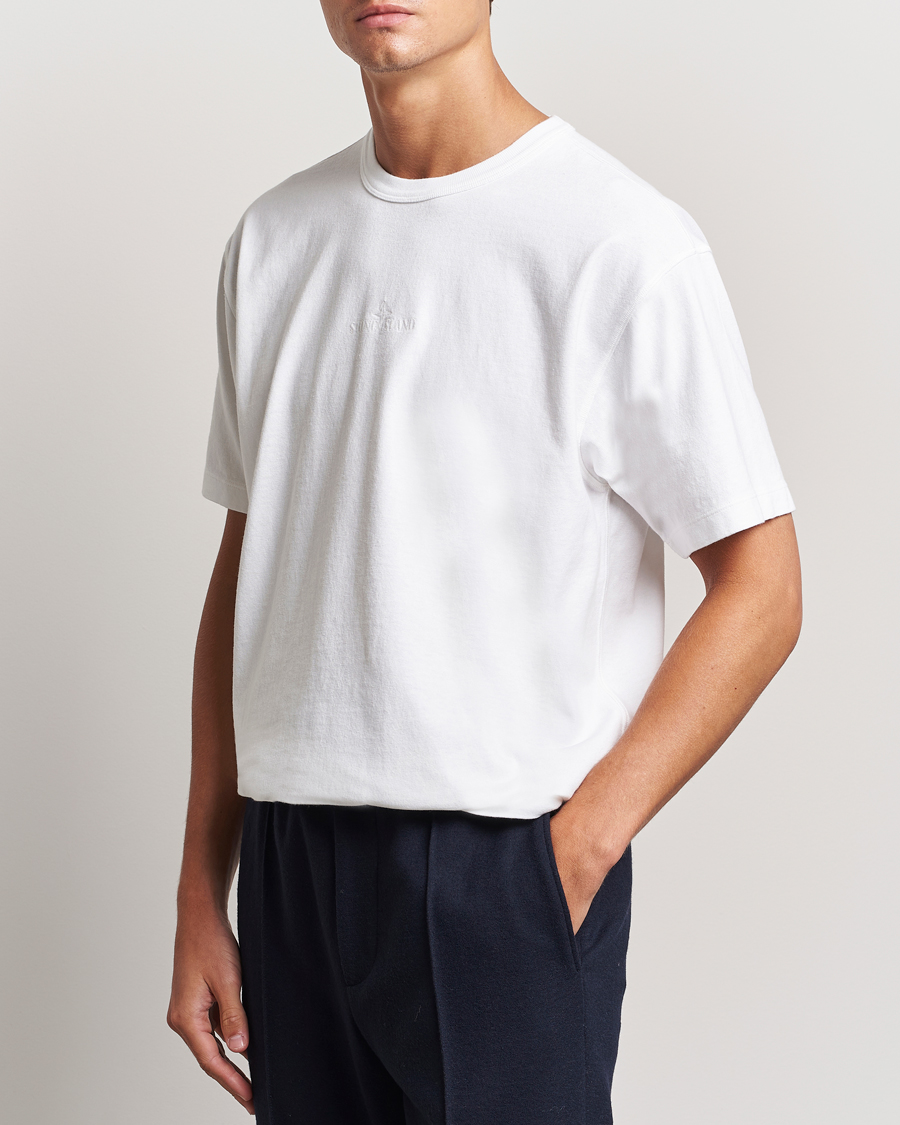 Heren | Luxury Brands | Stone Island | Old Dyed Cotton Logo T-Shirt White