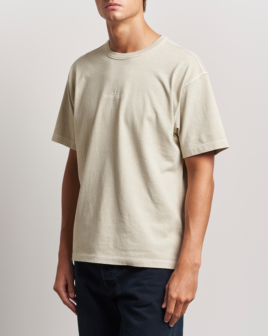 Heren |  | Stone Island | Old Dyed Cotton Logo T-Shirt Plaster