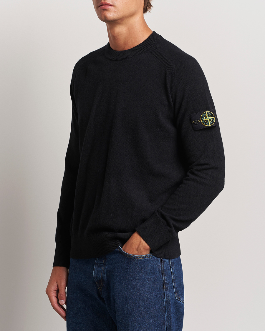 Heren | Gebreide truien | Stone Island | Cardigan Knit Geelong Wool Crew Neck Black