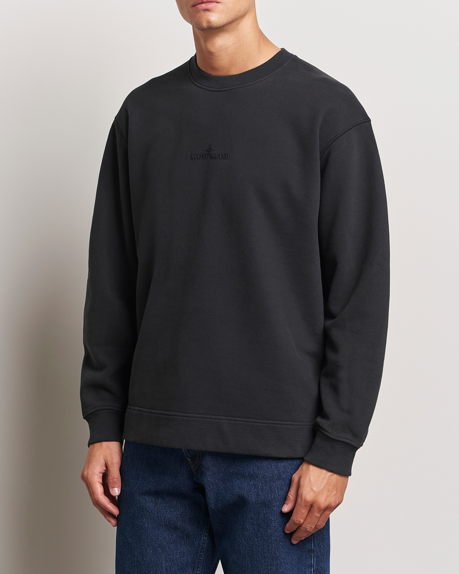 Heren | Truien | Stone Island | Garment Dyed Fleece Logo Sweatshirt Black