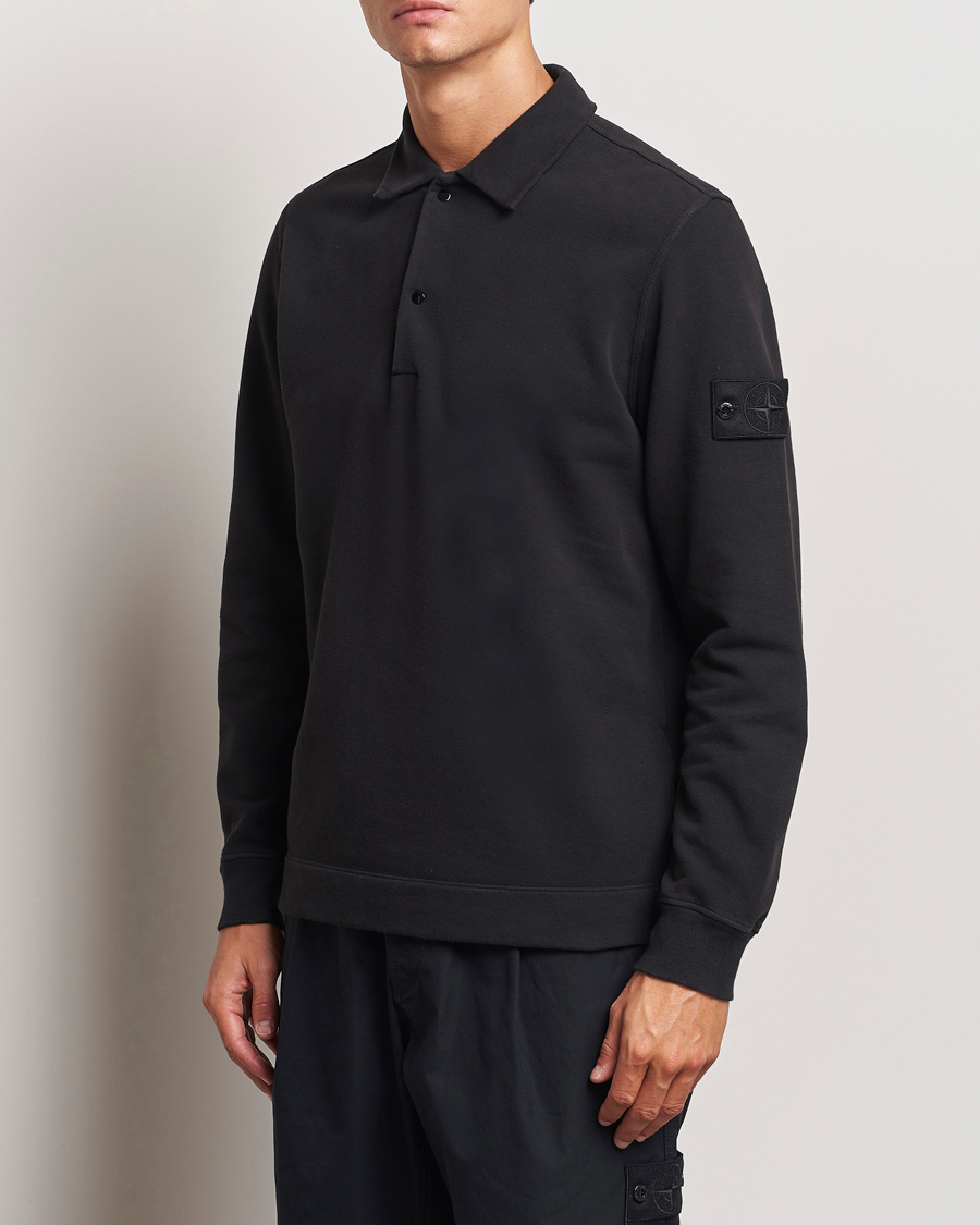 Heren | Truien | Stone Island | Ghost Organic Cotton Fleece Polo Sweatshirt Black