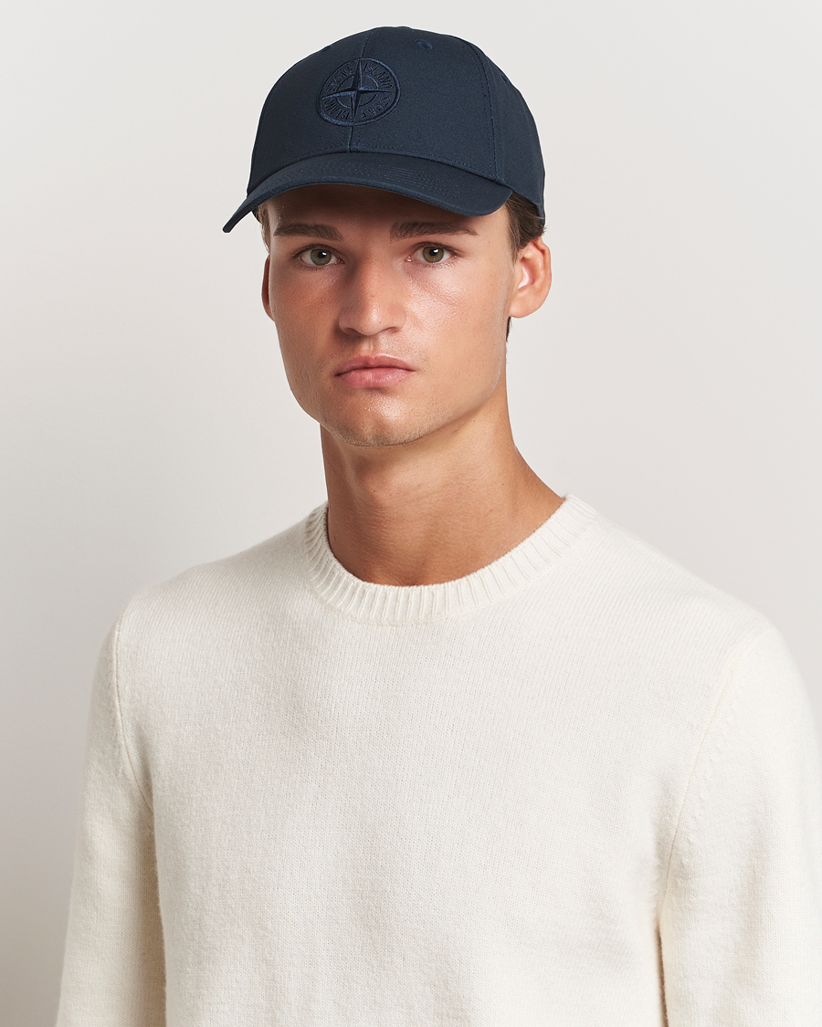 Heren |  | Stone Island | Cotton Rep Logo Cap Navy Blue