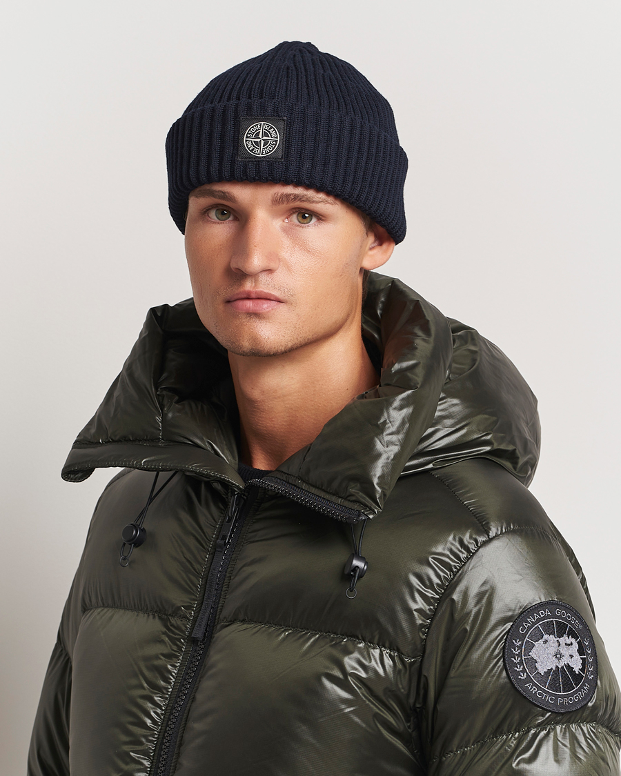 Heren |  | Stone Island | Full Rib Wool Beanie Navy Blue